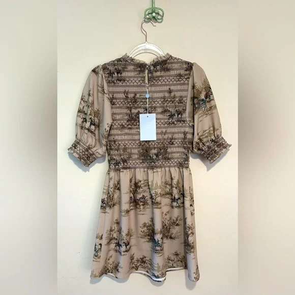 New Hill House Vivi nap mini dress in multi equestrian toile stretch crepe - Picture 10 of 12